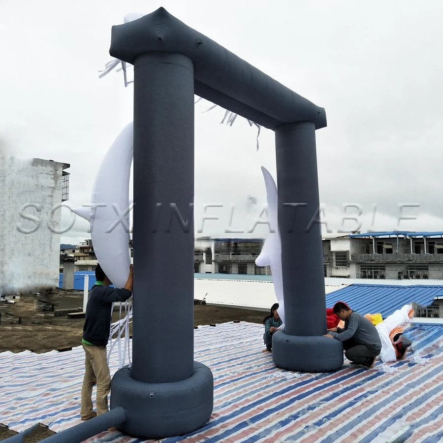 Holiday Decoration 2023 White Horror Ghost Winding Halloween Inflatable Square Arch For