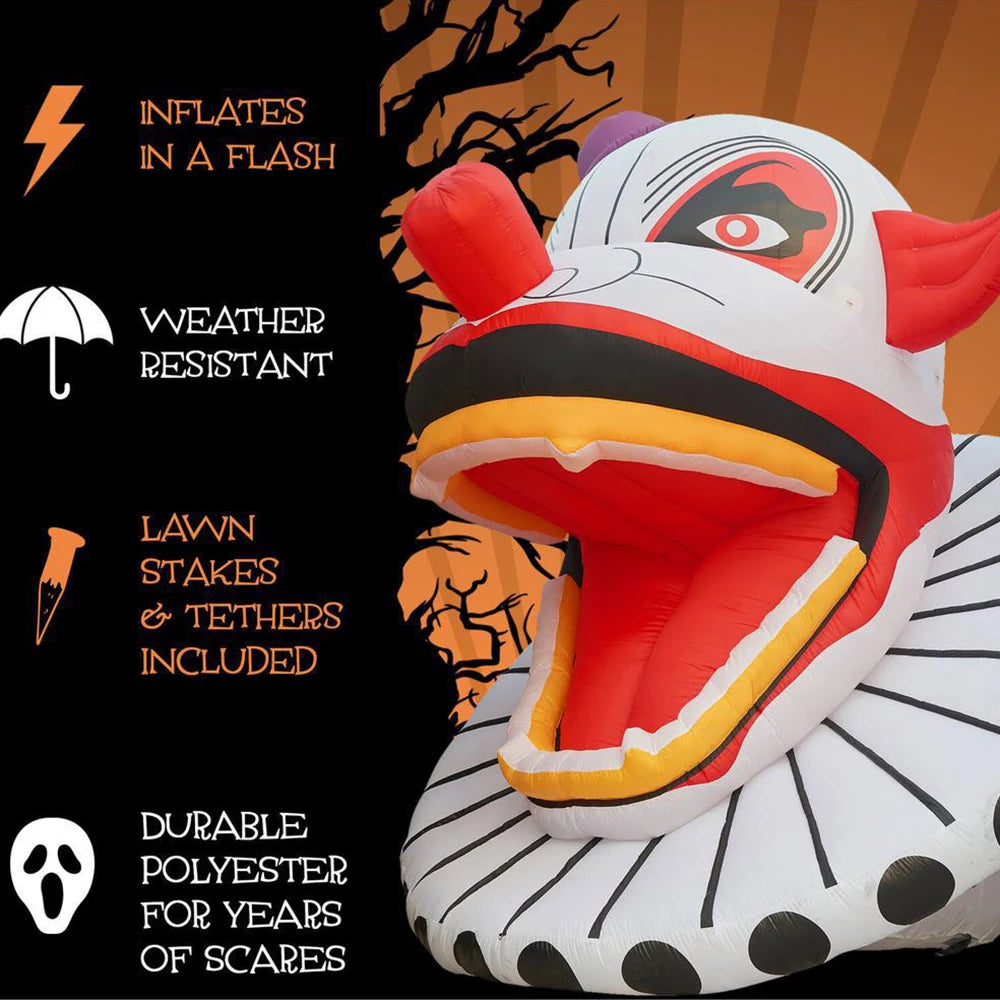 Personalized 17ft Tall Outdoor Giant Inflatable Halloween Clown Mask Blood Head With LED Lights For Sale