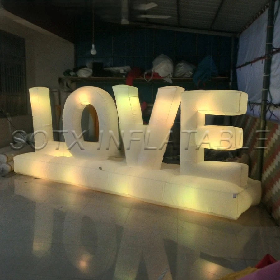 free standing for party Beautiful 1.2mH Oxford Valentine decor,glowing letter balloon,inflatable LOVE with light inside shining