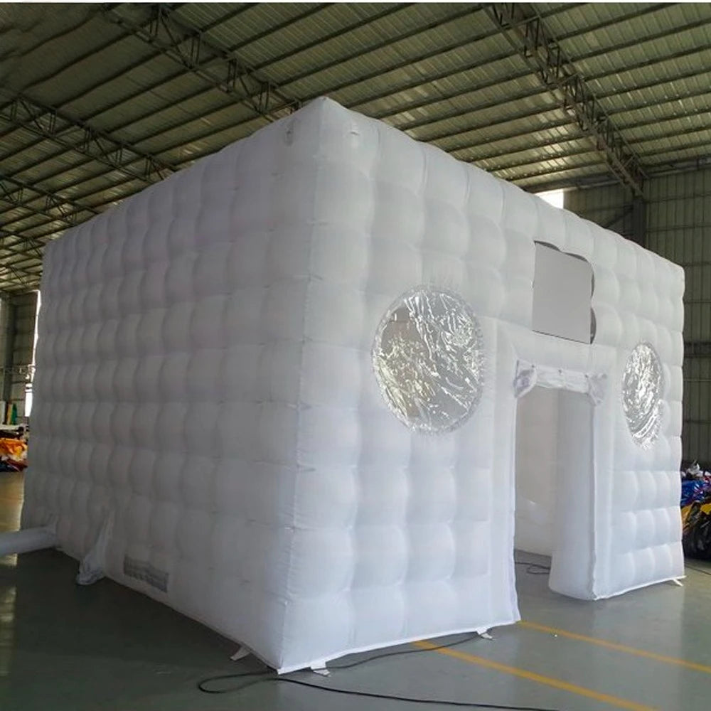 Party Cubic Marquee Large Led Lighting Portable Inflatable Night Club Tent With Windows For Event White Cube Tent Blow Up Square