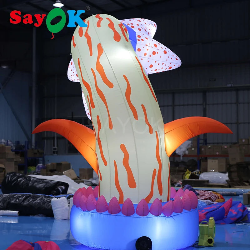4mH Inflatable Flower Decoration Hanging Lighting Flower Blossom with White Lights for Christmas/Halloween/Party Decoration