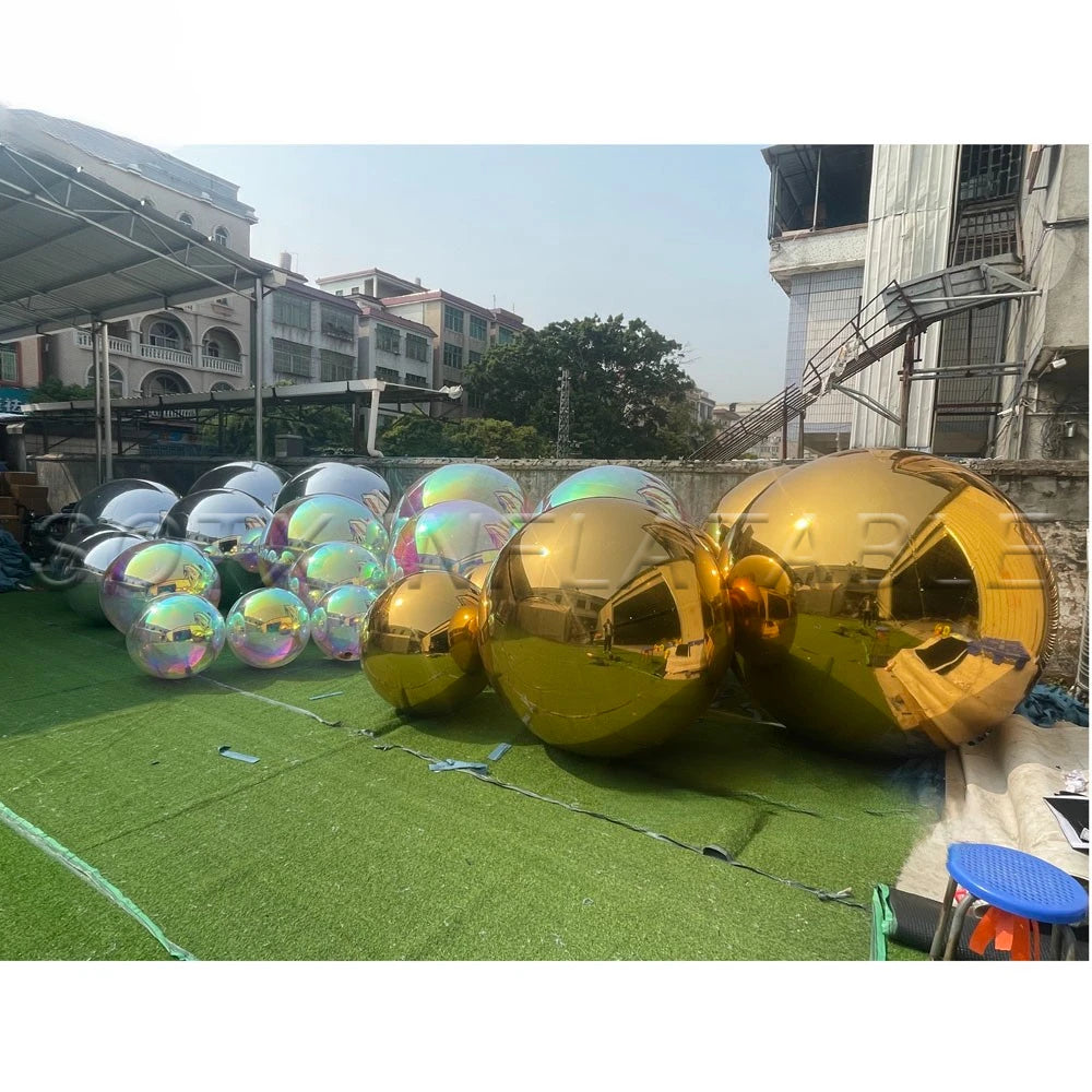 Party Hanging Decoration Iridescent And Silvery Inflatable Mirror Ball Giant Mirror Balloon Disco Sphere For Wedding Nightclub