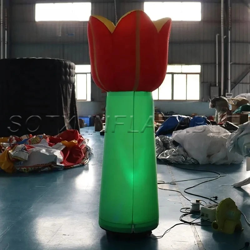 Park Events Advertising Giant Inflatable Flower Ground Decoration Inflatable Blossom Flower Model with Blower for Theme