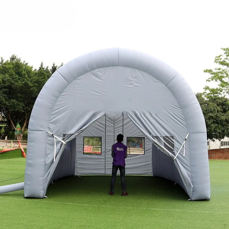Inflatable Tunnel 6X4.6X4.1M Grey Tent With Windows &Curtains Arched Shelter Archway Entrance For Exhibition Advertising Events