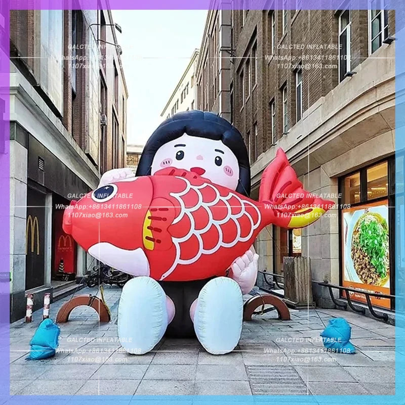 Lucky Girl this Chinese New Year shopping Inflatable Koi Girl Air Model mall in Chinatown lighting layout atmosphere