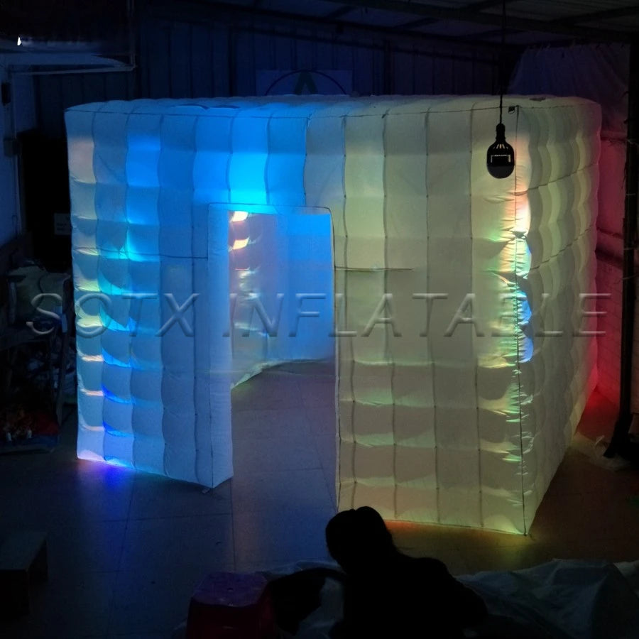 Photo Booth cabinet Wonderful 3.6 m L x3.6 m W x 2.4 m H Cube led inflatable Tent,1 door Lighting Studio/Bigger Inflatable