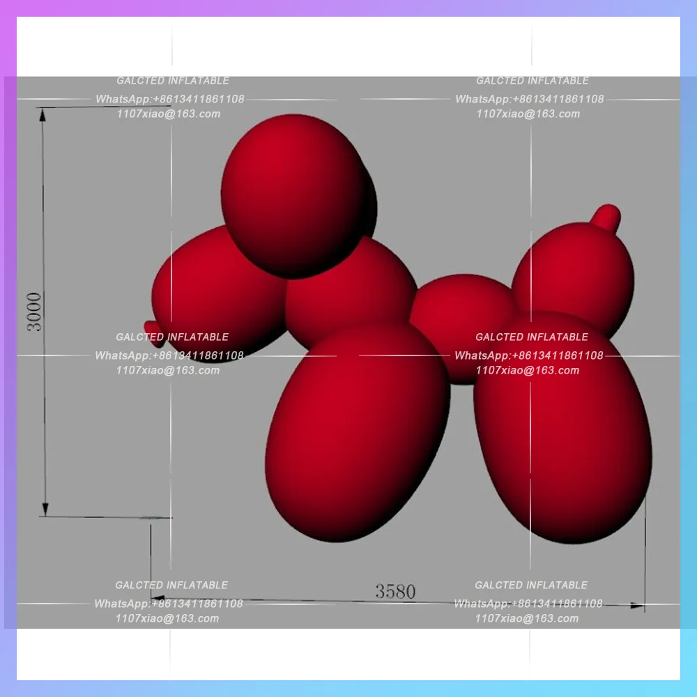 Inflatable Customized Giant 3m Cute Red Inflatable Dog Balloon  Inflatable Dog Animal With Blower For Outdoor Event Decoration