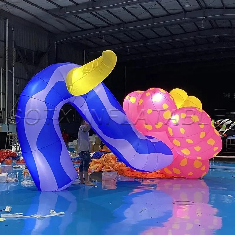 Advertising Wedding Event Giant Inflatable Artificial Flower Decoration Inflatable Ground Flower Model with Light for Show