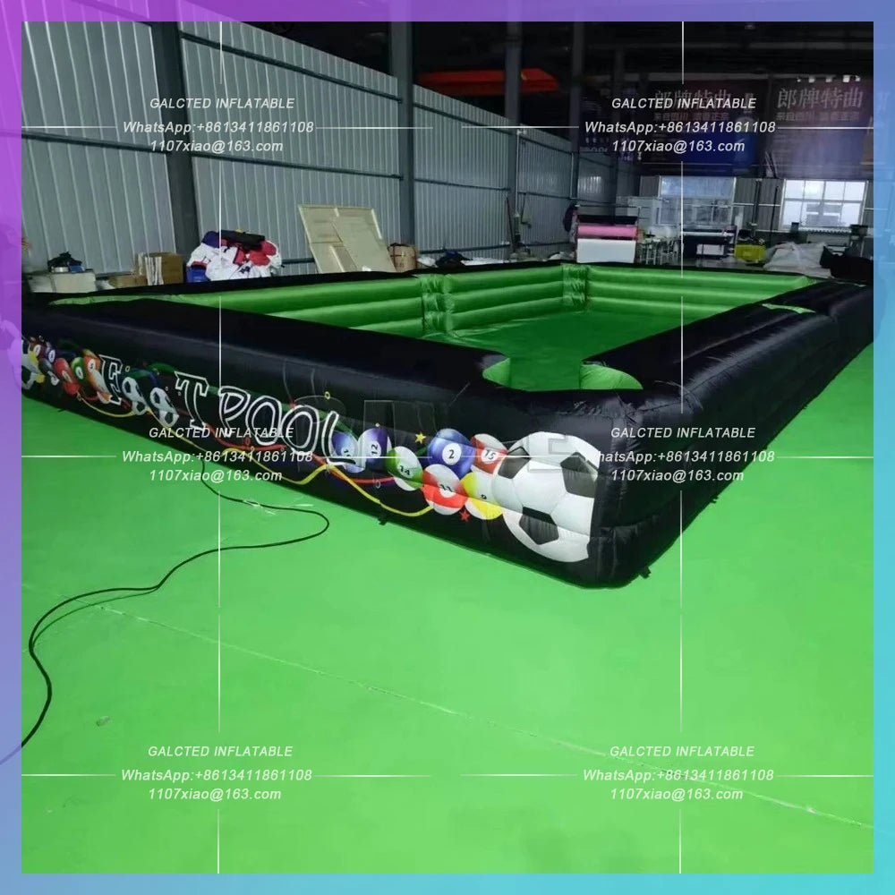 Inflatable Snooker Football Pool Table Interactive Game Large Footpool  With 16 Balls Black Inflatable Billard For Soccer Event