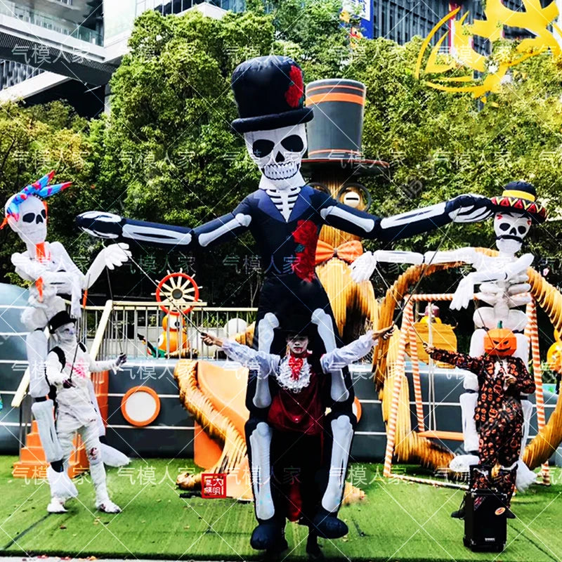 Inflatable Halloween Skeleton Clown - Interactive Walking Prop for Malls, Scenic Spots, Haunted Houses, and Bars