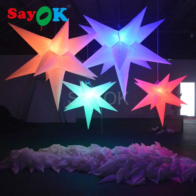 Giant Inflatable Star Hanging Decoration Inflatable Star with Remote Controller for Event Bar Advertising Show Party Decor
