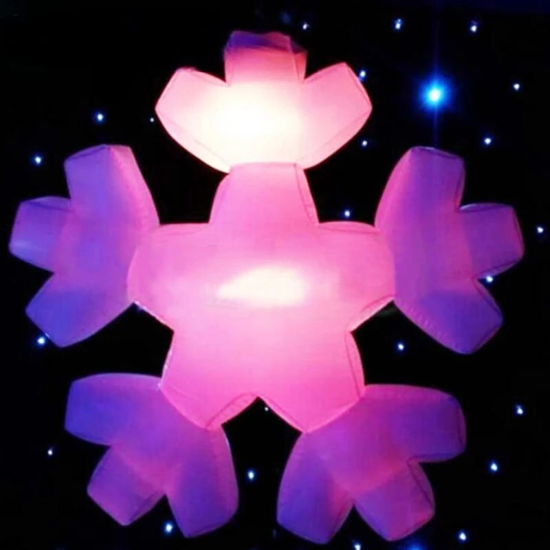 Christmas Party Events Inflatable Hanging Snowflakes Decorations with Lights Inflatable Glowing Snowflakes Decoration for