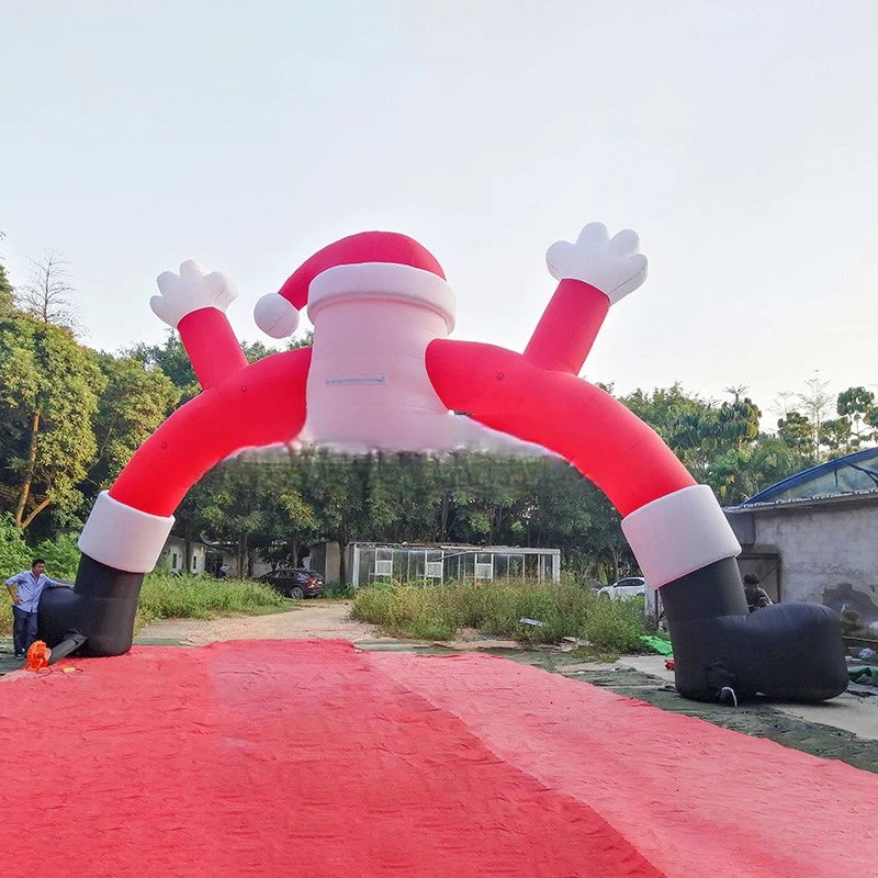 Christmas Outdoor Inflatable Decorations Large 8-12 Meters Wide Inflatable Santa Claus Arch Christmas Cartoon