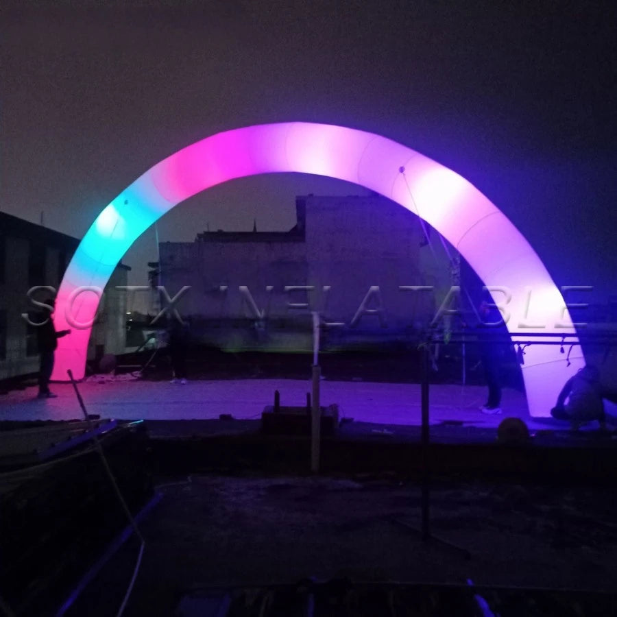 event or Party with LOGO New round 8x4m light standing curve inflatable archway,team's celebration decoration for