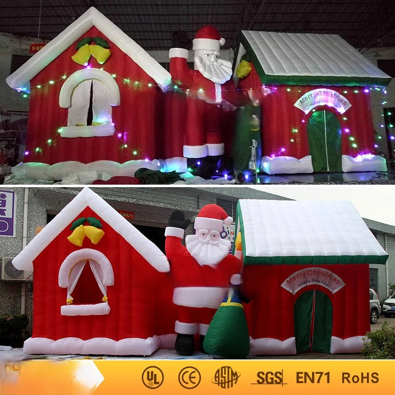 Meters/29.5ft Inflatable Giant 9x4x4 Christmas House With Santa Claus Inflated Xmas Villa Inflatable Christmas - Toys