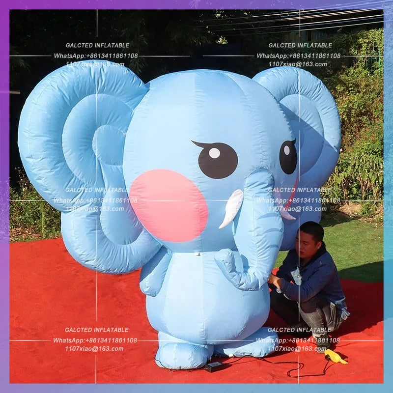Large Events Advertising Party Cute Inflatable Blue Cute Toy Elephant 2.6x1.5x2mH Cartoon For BG-C0675