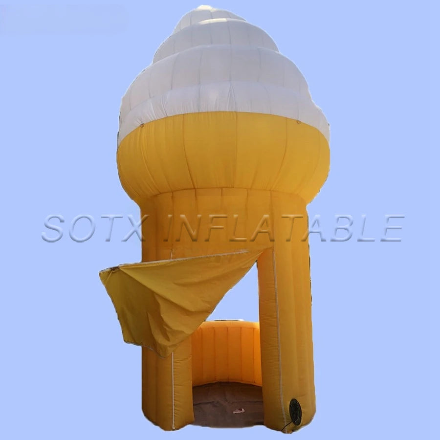 Rental Made By 4m Height Yellow Inflatable Ice Cream Stall For Ice Cream Dessert Sales/Event