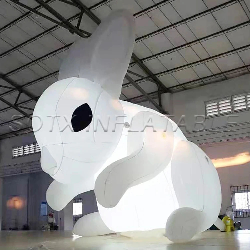 For Holiday Decoration Promotion Outdoor Home Lawn White Giant Inflatable Easter Bunny With Led Lights Large Rabbit Animal Model