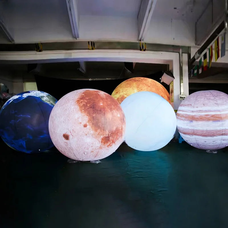 Solar System Sealed Inflatable Moon Balloon For Event Show Inflatable Decoration Airtight Pvc Air-blown Planet With Lights Toys