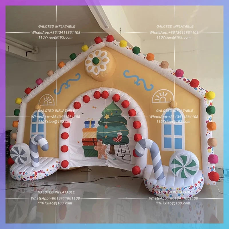 Gingerbread House model Giant inflatable Candy House Arch Christmas festive atmosphere is decorated with luminescent props