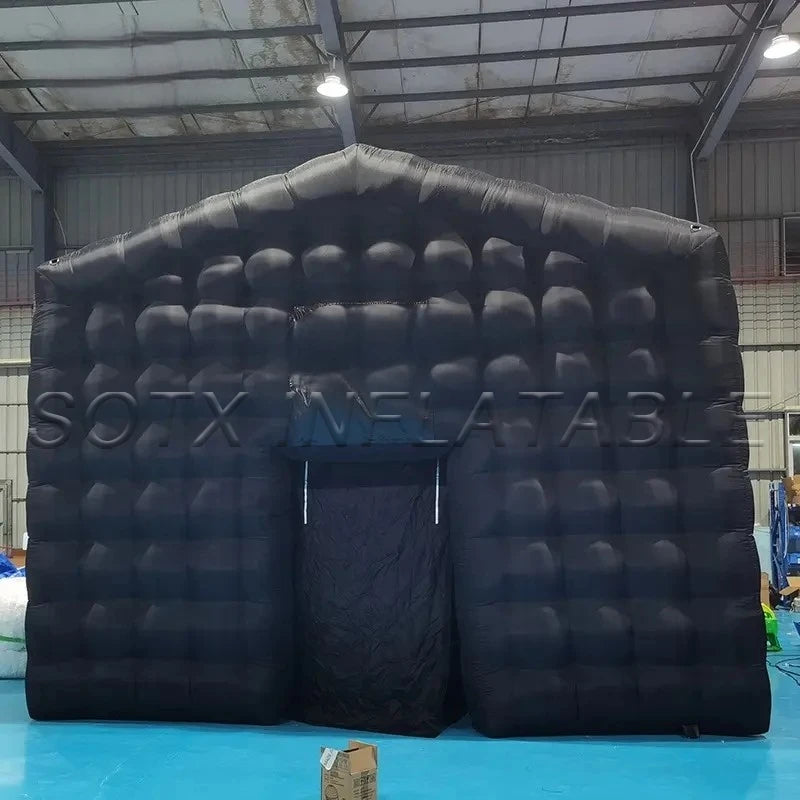 Show Business Decor LED Inflatable Air Cube Tent Inflatable Black Tent House Disco Light Nightclub Tent for Party Event