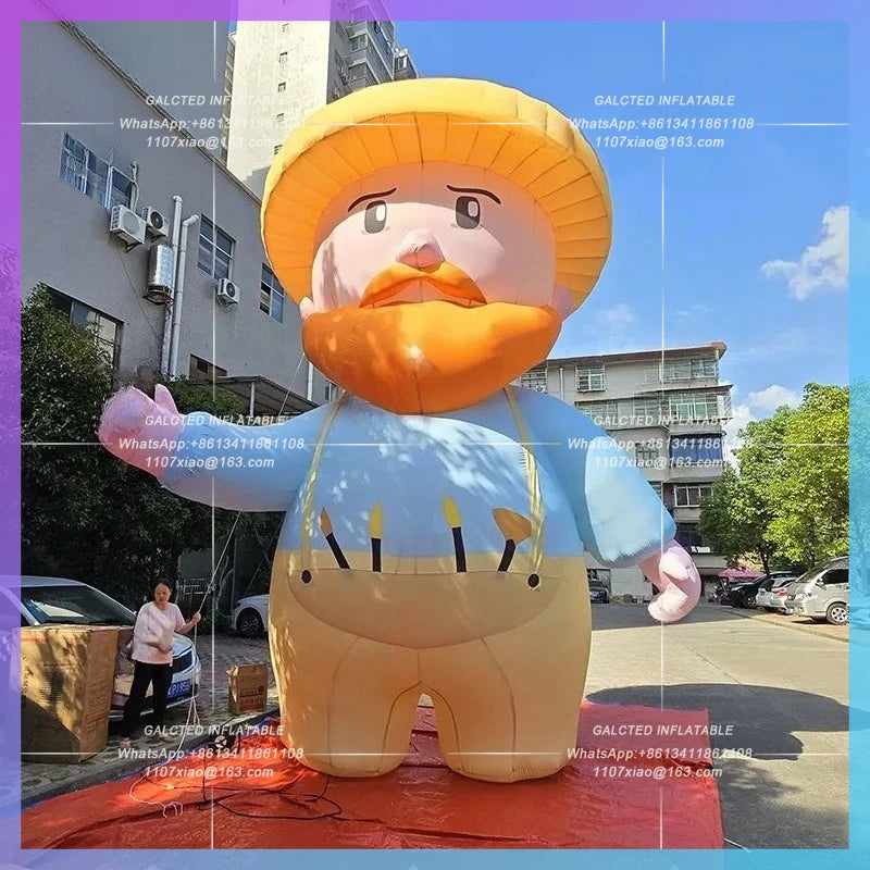 Grandpa model overalls IP Inflatable cartoon yellow sun hat painter creative art park drainage props