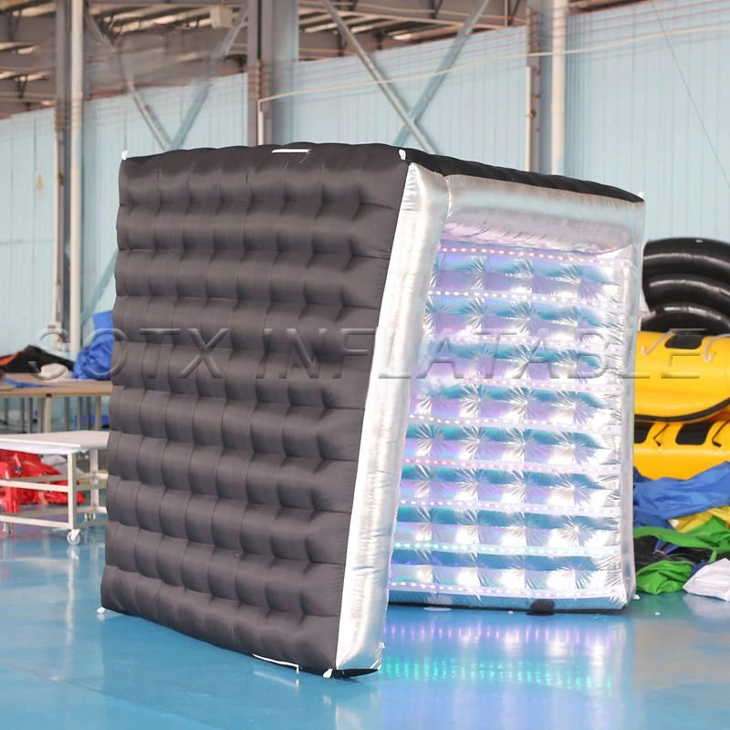 Wedding Event Decor Inflatable V Shape Photo Booth Tent LED Inflatable Photo Booth Backdrop with Air Blower for Party
