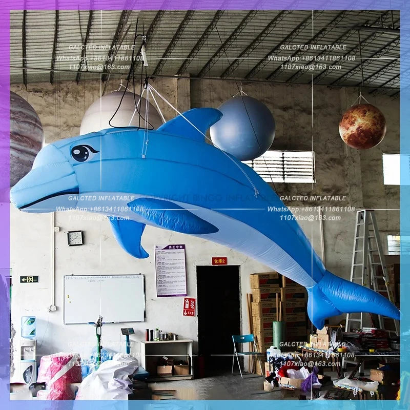 Inflatable Blue Dolphin for Ocean  Free Shipping Giant Theme Event Decoration Lovely Blow Up Hanging Dolphin Model Toys