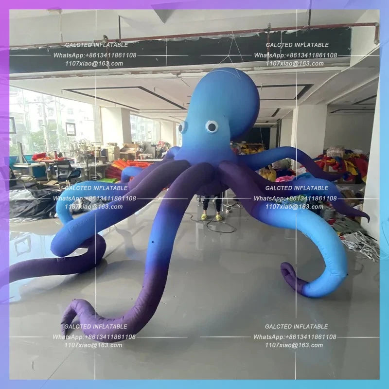 night club hanging decoration building Inflatable Octopus Model Blue Octopus Barfaçade ocean park atmosphere props