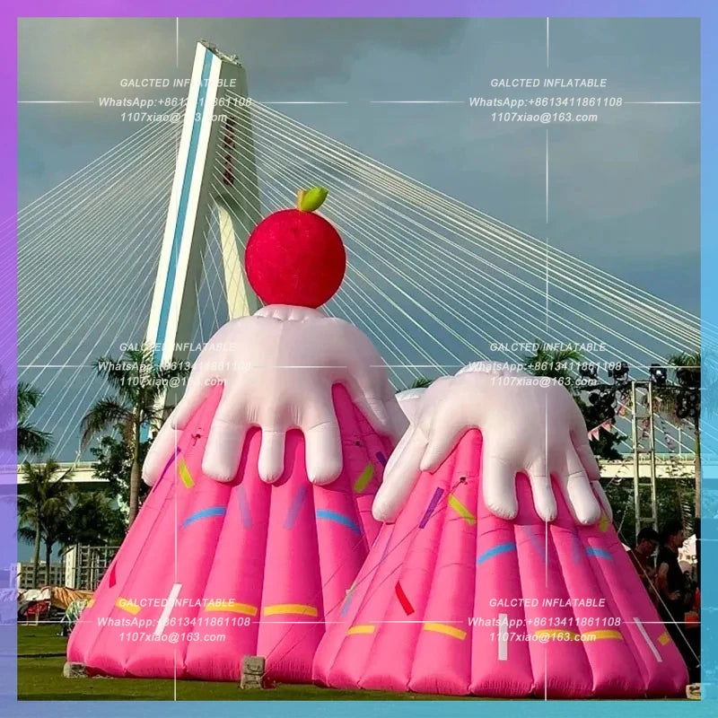 ice cream cake cute pink volcano Inflatable cartoon air mold lychee fruit custom outdoor mall
