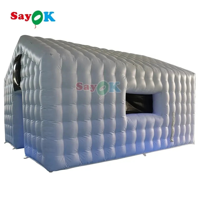 Show Business Decor LED Inflatable Air Cube Tent Inflatable Black Tent House Disco Light Nightclub Tent for Party Event