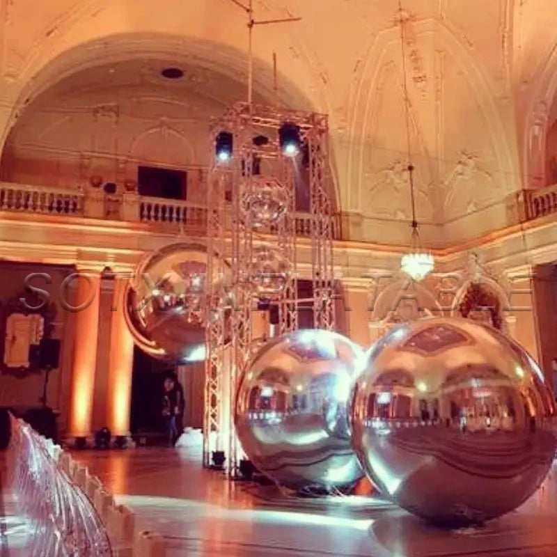 Reflective Balloon Decor Free Shipping PVC Giant Silver Inflatable Mirror Ball With Printing Outdoor Floating Large Sphere Disco