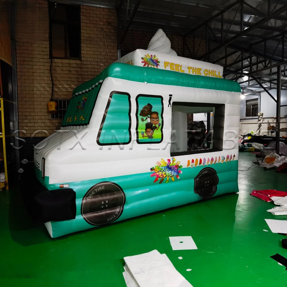 Commercial Event Custom Inflatable Ice Cream Truck Concession Stand Tent Popcorn Coffee Sales Kiosk Booth Car For Advertising