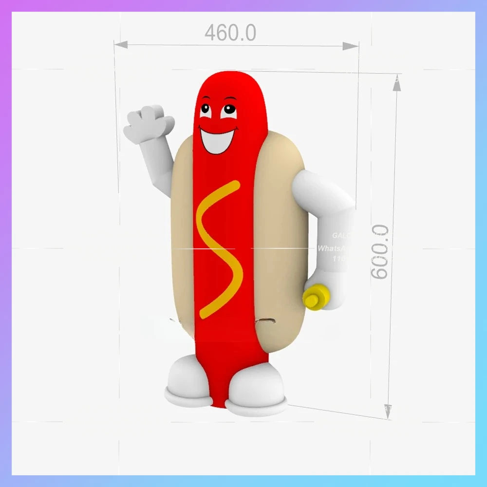 Inflatable Sausage Cartoon Mascot Balloon Oxford Giant Inflatable Hot Dog,With Blower Fast Food Replicate Items For Promotion