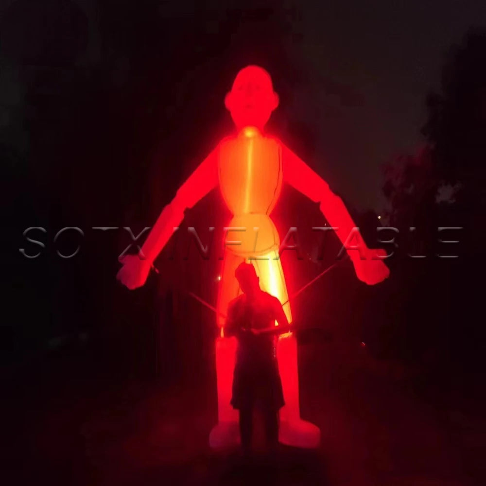 2024 White Inflatable Man Puppet With Led Lights Large Walking Human Puppet Costume Outdoor Music Party Props For Street Walking