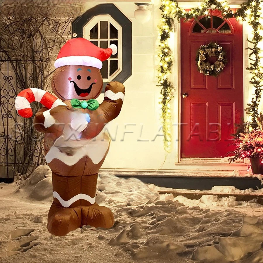 Festival promotion Made By 2021 New Arrival 5m H Xmas Holiday Event Decoration Brown Inflatable Gingerbread Man for