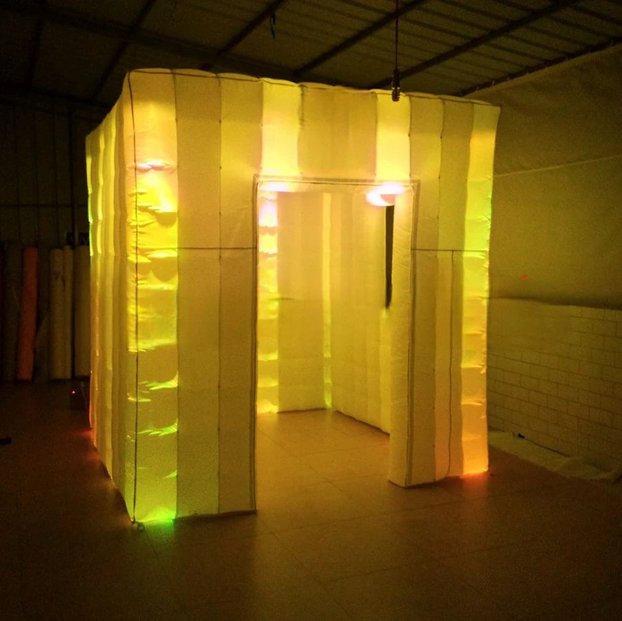 for DJ Entertainments Factory Sale Custom Advertising RGB Led Inflatable Tent Cubic Booth with door/window Free logo