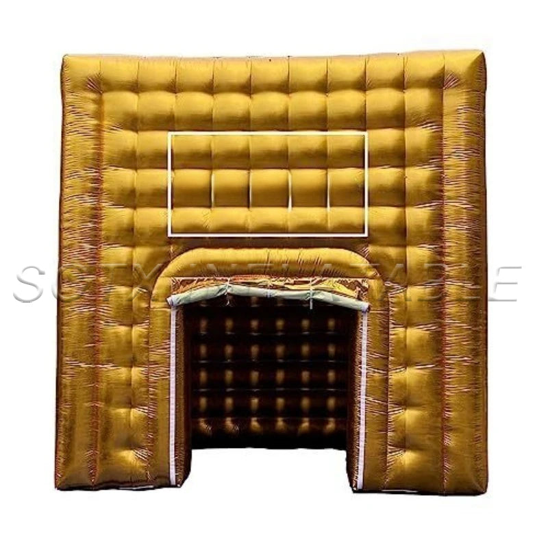 Club Party Event Promotion Gold Inflatable Cube Photo Booth Old-fashioned Inflatable Photo Booth Enclosure Tent for Night