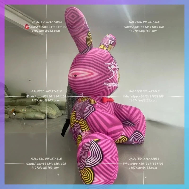 inflatable striped rabbit cartoon Outdoor festival decoration red rabbits animal for jewellry gift store advertising prop