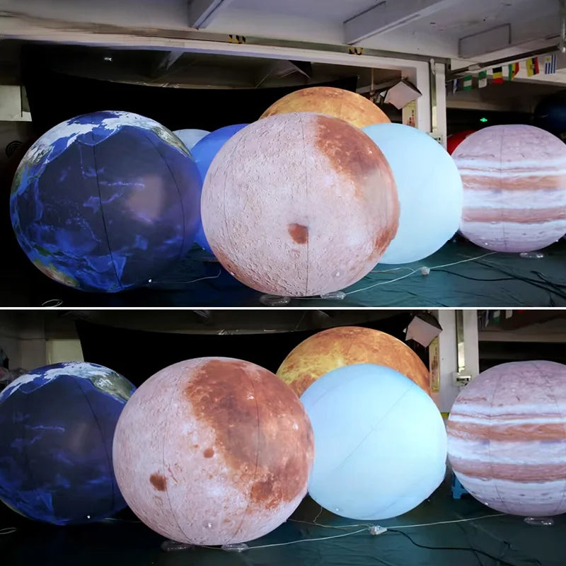 Solar System Sealed Inflatable Moon Balloon For Event Show Inflatable Decoration Airtight Pvc Air-blown Planet With Lights Toys