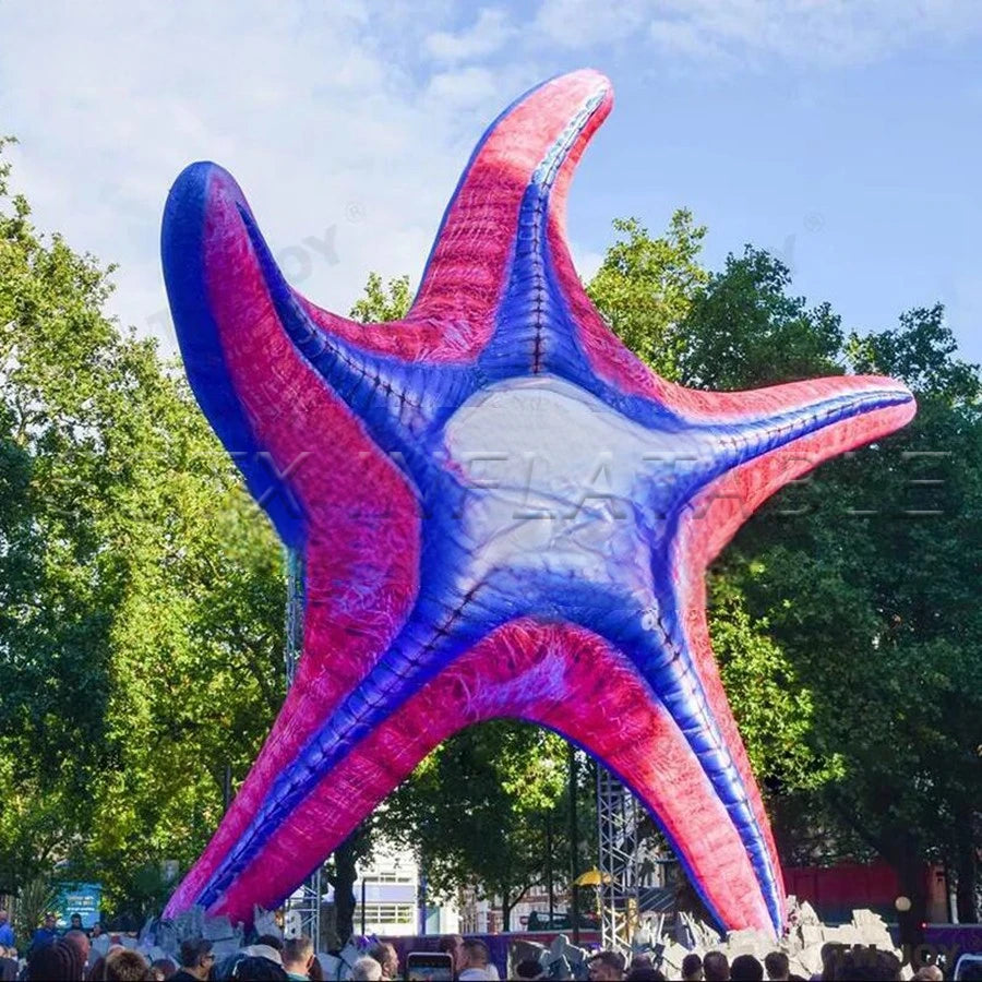 Building Wall Decoration Amazing Inflatable Starfish Monster with Led Lights Star-shaped Sea Animal Model With One Eye For