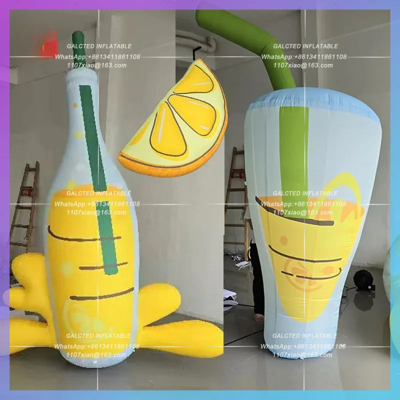 Lemonade Bottle Cup model Inflatable Cartoon  Cool Summer Soda Festival Bazaar Beach Concert Mall Holiday Lighting Decoration