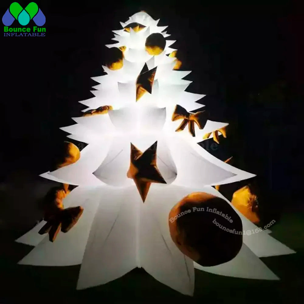 New Year Decoration 30ft Outdoor Giant LED Lighting White Inflatable Christmas Tree Holiday Street Blow UP Toys for Xmas