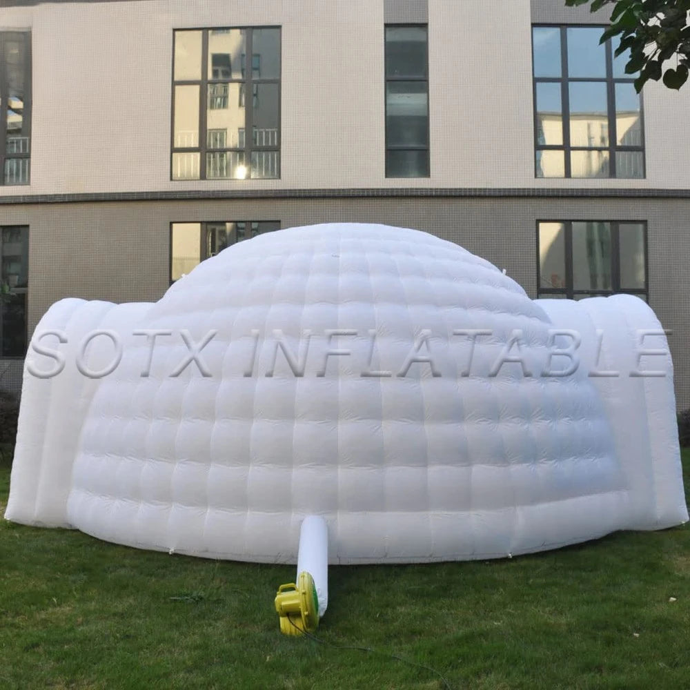 Party House Marquee Free Shipping! 6m Dia Factory Price White Inflatable Igloo Dome Tent With LED Lights 2 Doors Outdoor Camping