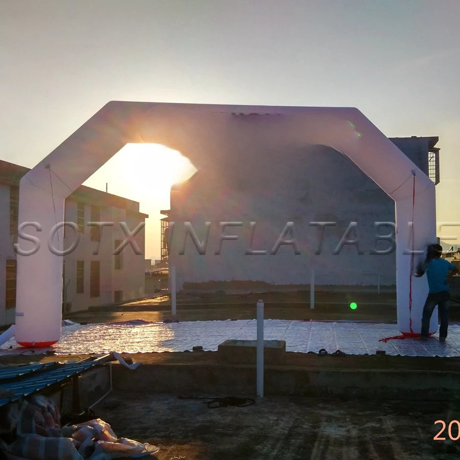 night run on USA 8x4m Printed tubular angled arches,glowing inflatable start finish line archway for