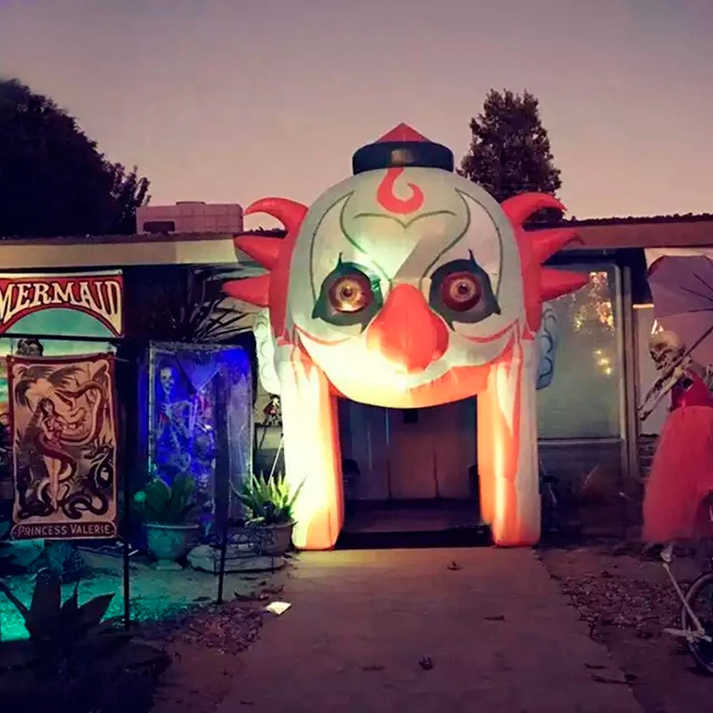 For Advertising Halloween Festival Devil Inflatable Clown Archway Decoration Scary Tunnel Arch