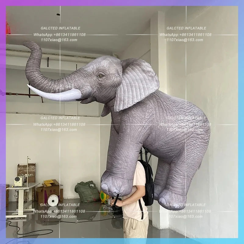 human back Walking Zoo Wild Elephant Inflatable simulated elephant air model  Valley Amusement Park Parade Interactive props