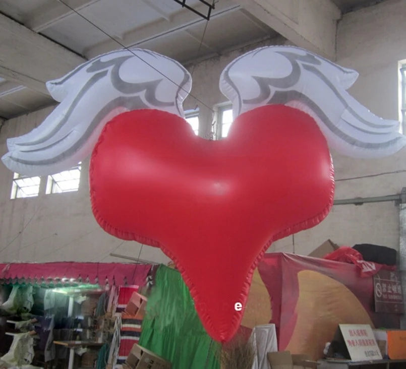 Valentines Decorations Hot sale Flying love Inflatable Red Heart with Wings for