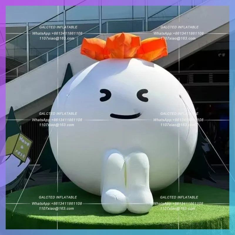 white cartoon dolls Sitting cute inflatable maple leaf doll for concert decoration square advertising