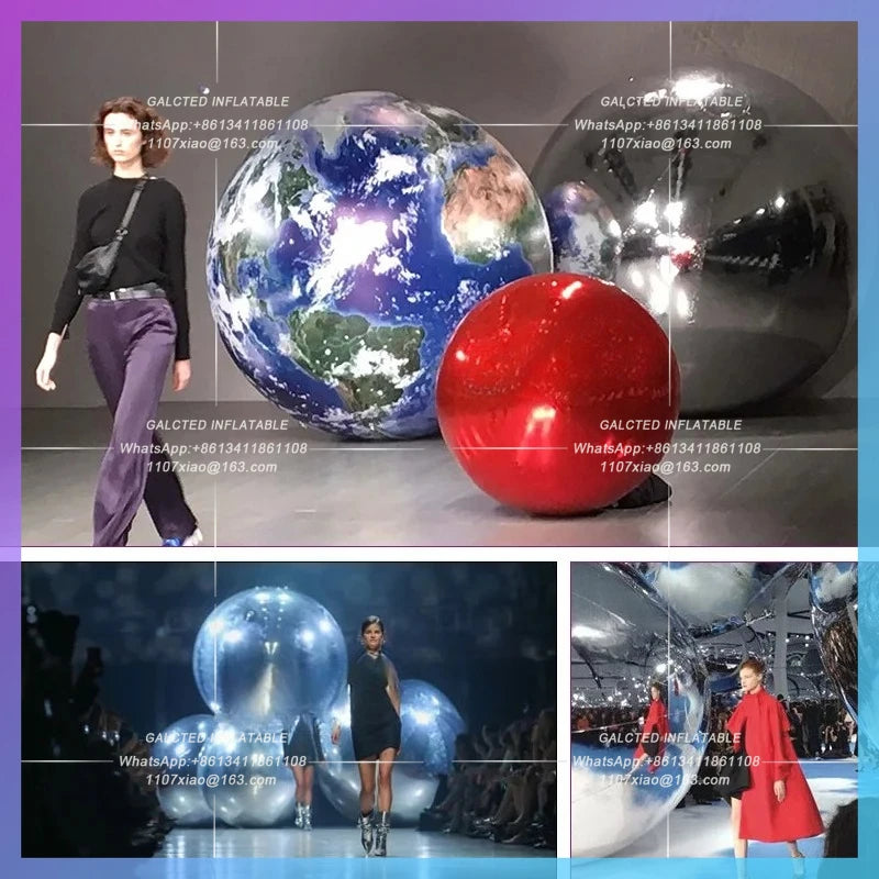 Inflatable Mirror Ball Air-Blown  0.5-3m DiametersSealed Silver Reflective Balloons Toys For Event/Party Decorations-toys